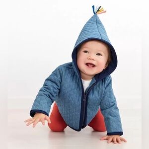 Hanna Andersson Padded and Hooded Dark chambray Quilt Jacket